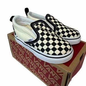 Vans Toddler Classic Slip On Shoes Checkerboard Black/True White Size 7.5 NWT